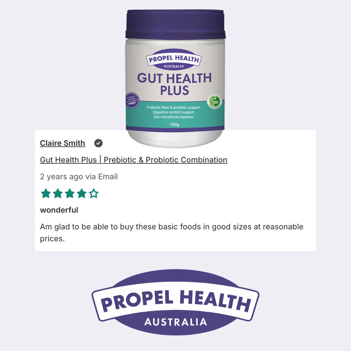 Gut Health Plus 4 star customer review