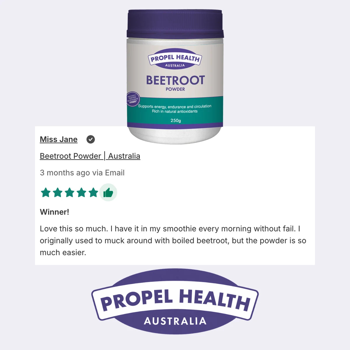 Beetroot Powder 5 star customer review