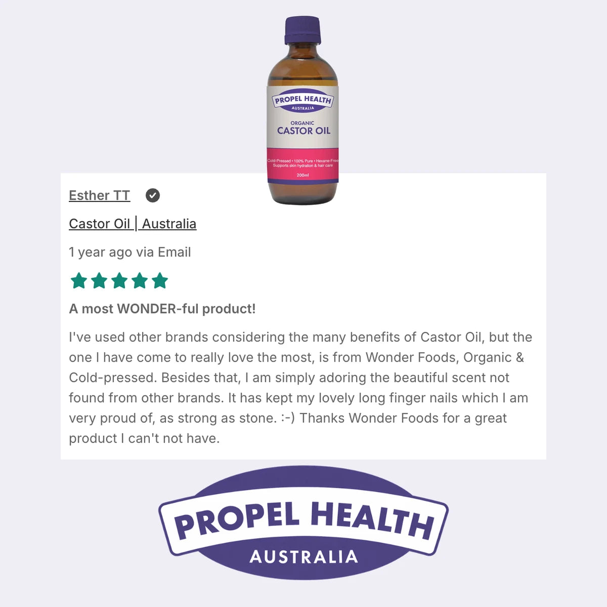 Castor Oil 5 star customer review
