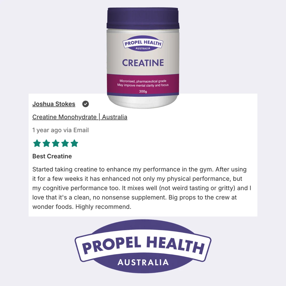 Creatine Monohydrate 5 star customer review