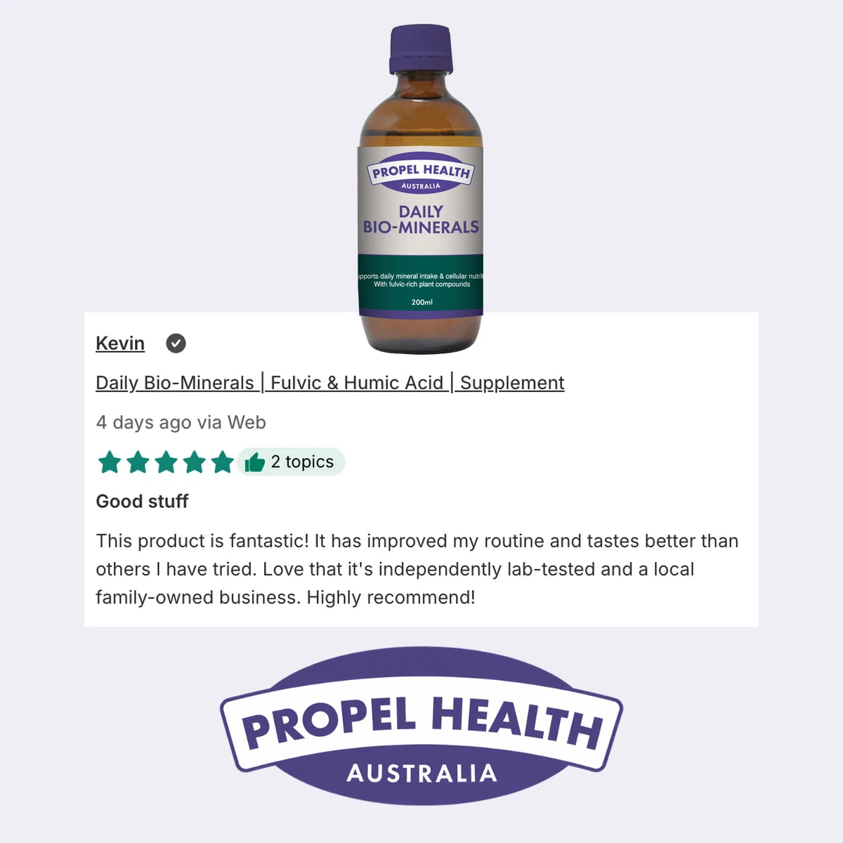 Bio Fulvic Minerals 5 star customer review