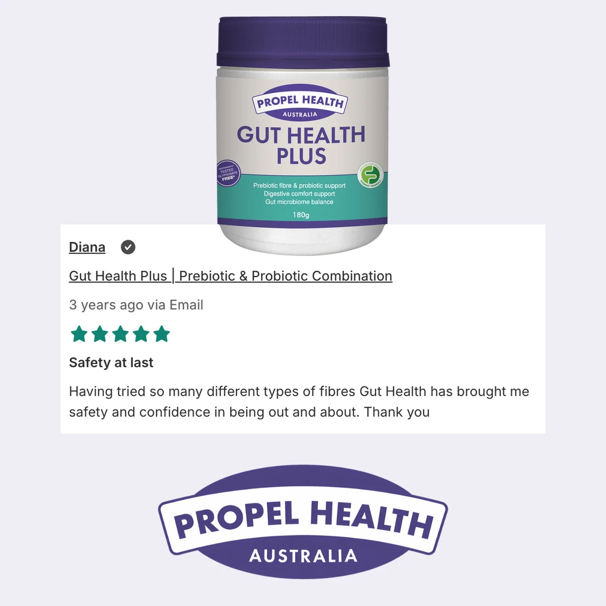 Gut Health Plus 5 star customer review