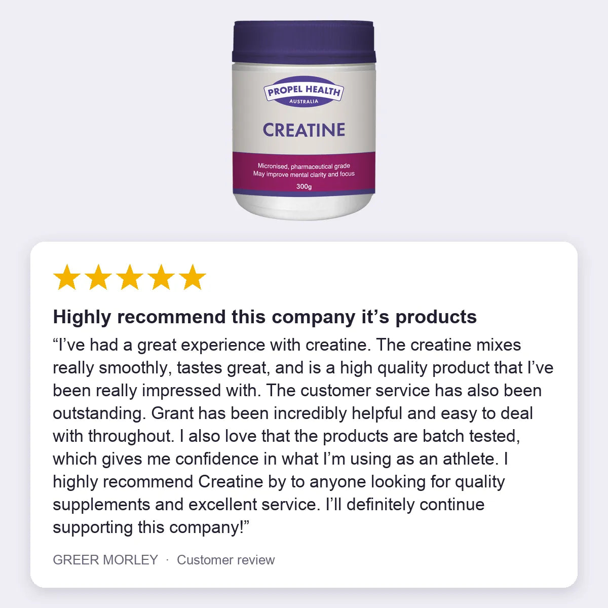Creatine Monohydrate 5 star customer review