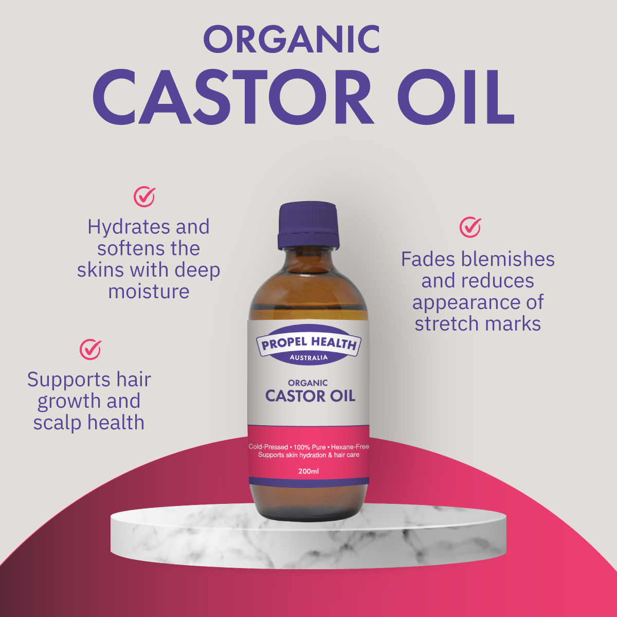 Castor Oil | Organic | Cold-pressed | Hexane-free