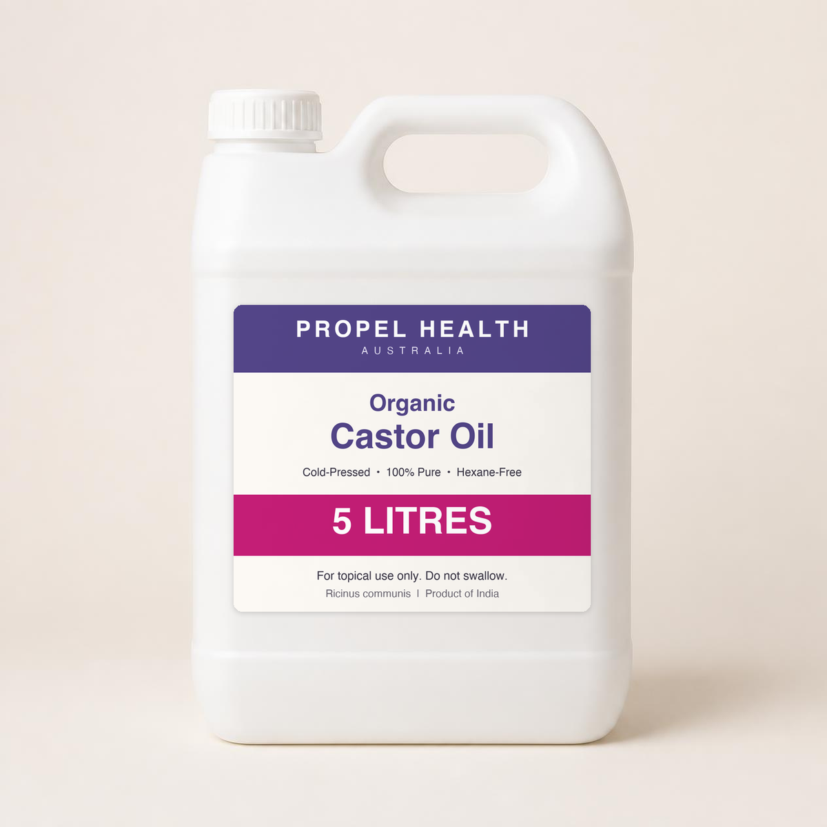 Organic castor oil 5 litre bulk jerrycan, Propel Health Australia