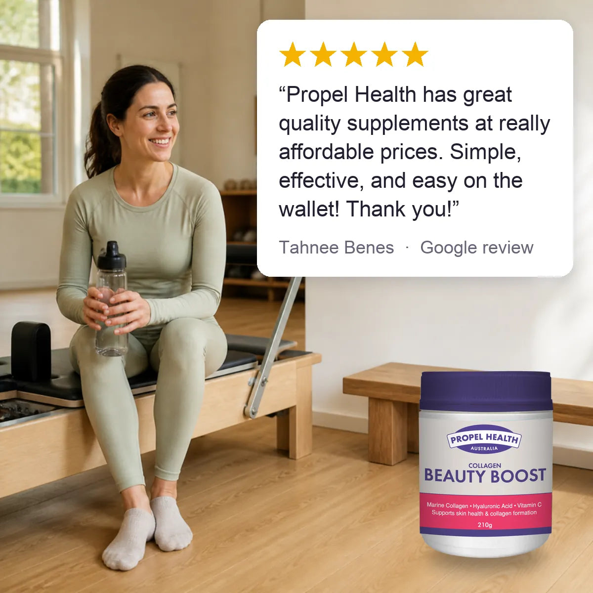 Collagen Beauty Boost lifestyle, 5 star customer review