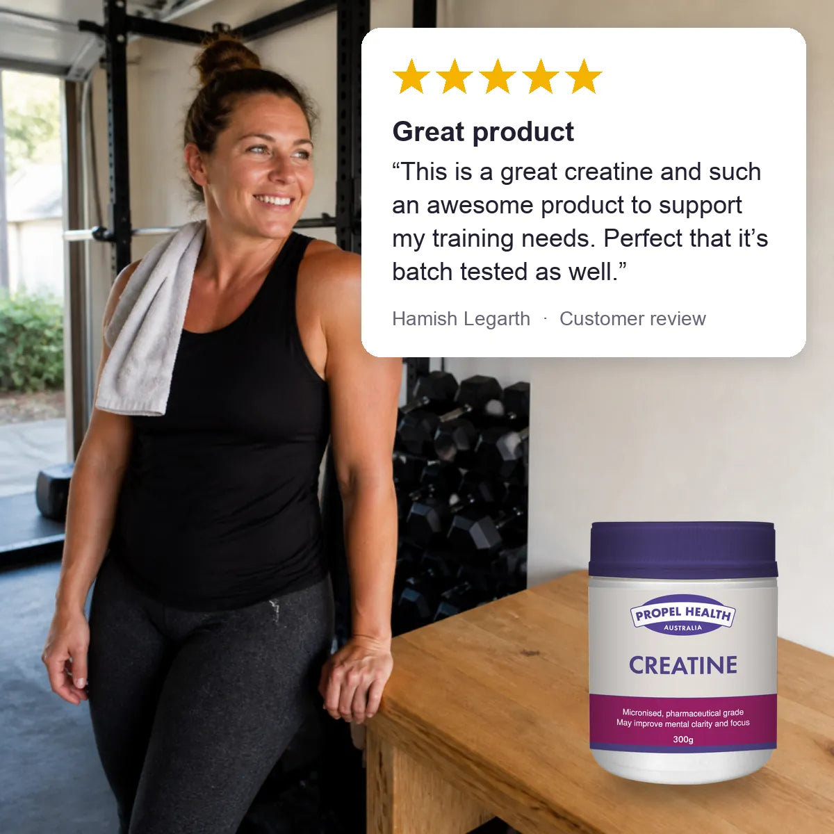 Creatine Monohydrate lifestyle, 5 star customer review
