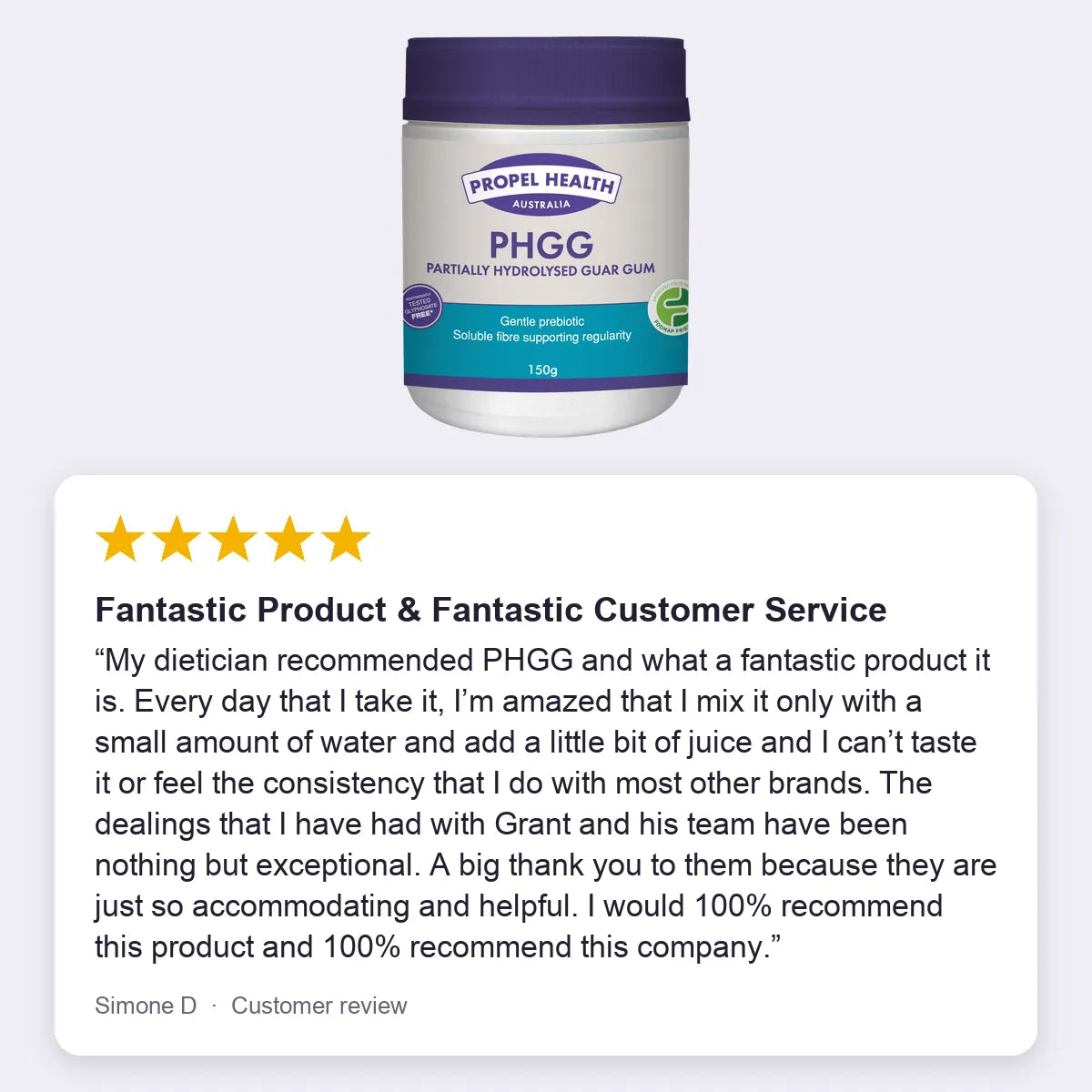 Partially Hydrolysed Guar Gum 5 star customer review